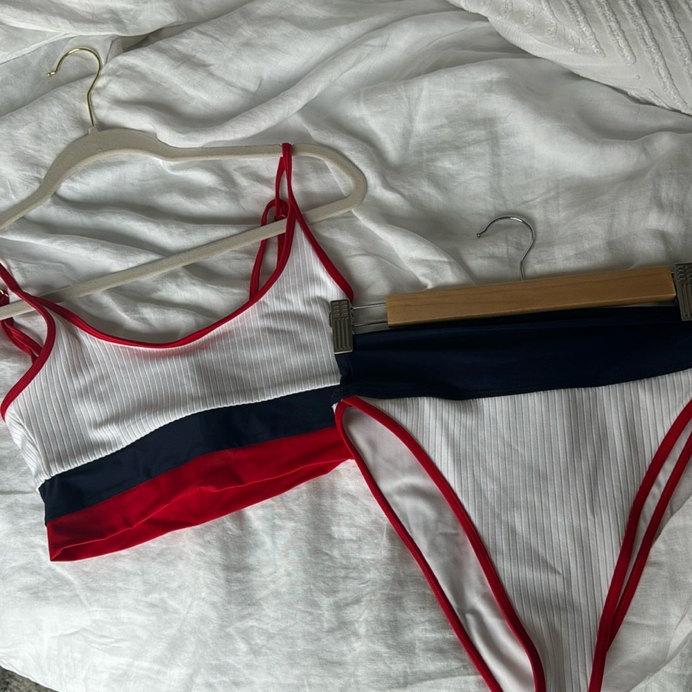 Beach riot red white and blue bikini set